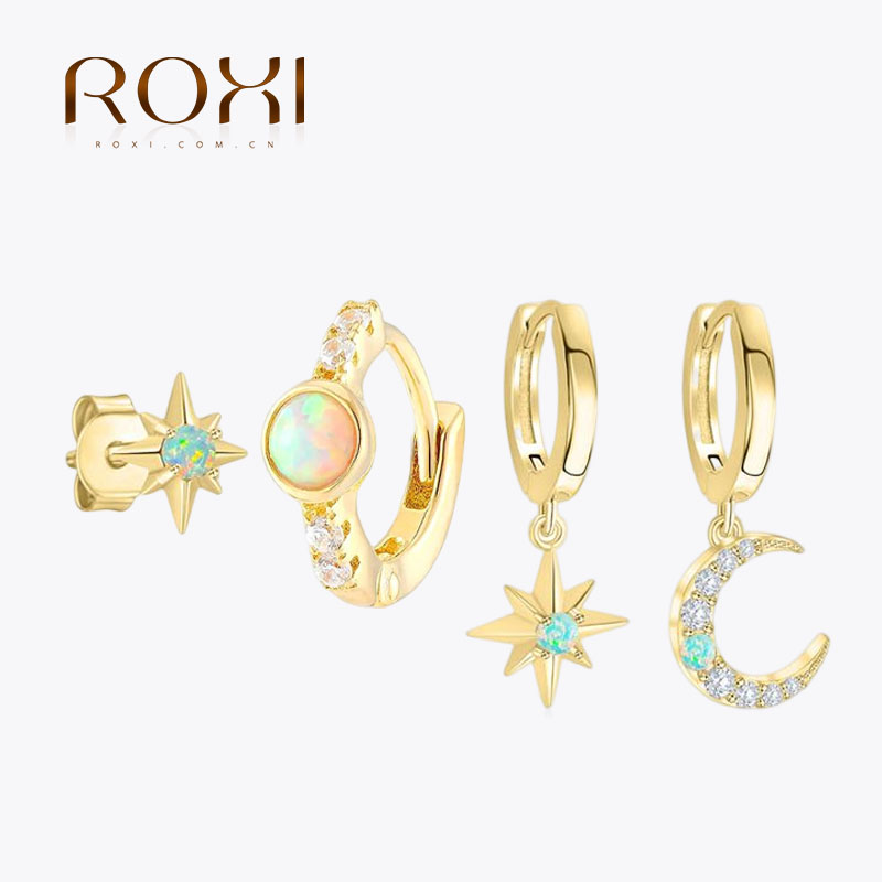 Opal Earrings Dangle - ROXI S925 Sterling Silver Natural Opal
