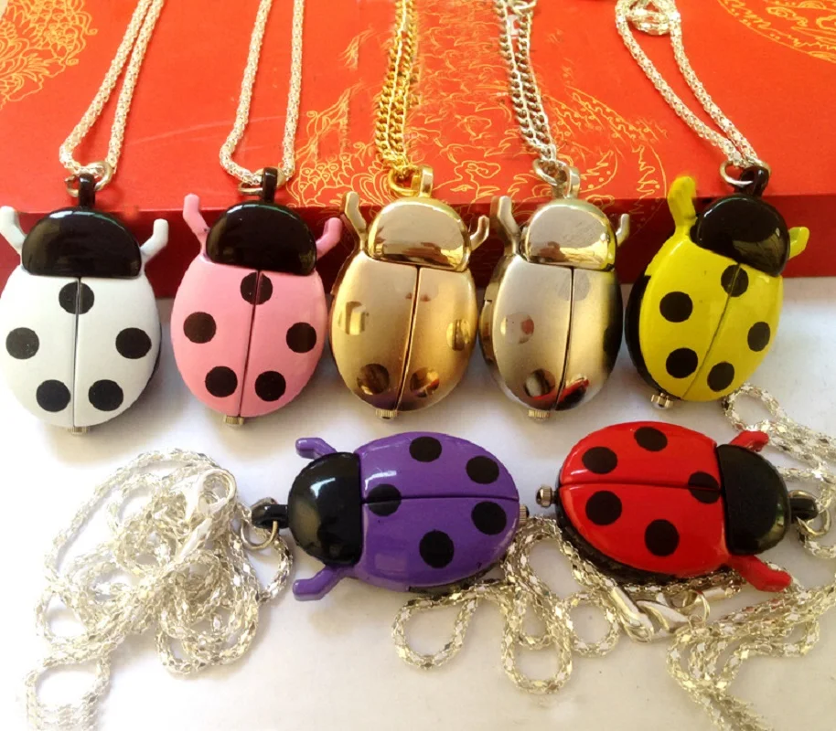 Jewelry Watches For Kids - Gold Beetle Pocket Watch Necklace, Cute