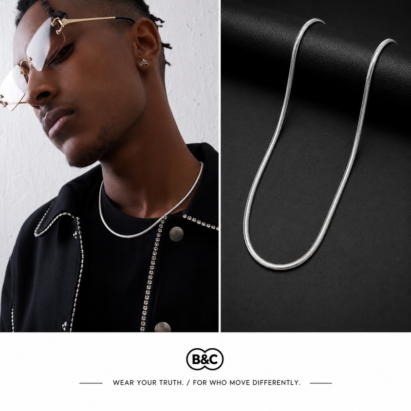 B&C 3MM Hip Hop Street Men Roc - Hip Hop Chain Necklace 评论和价格