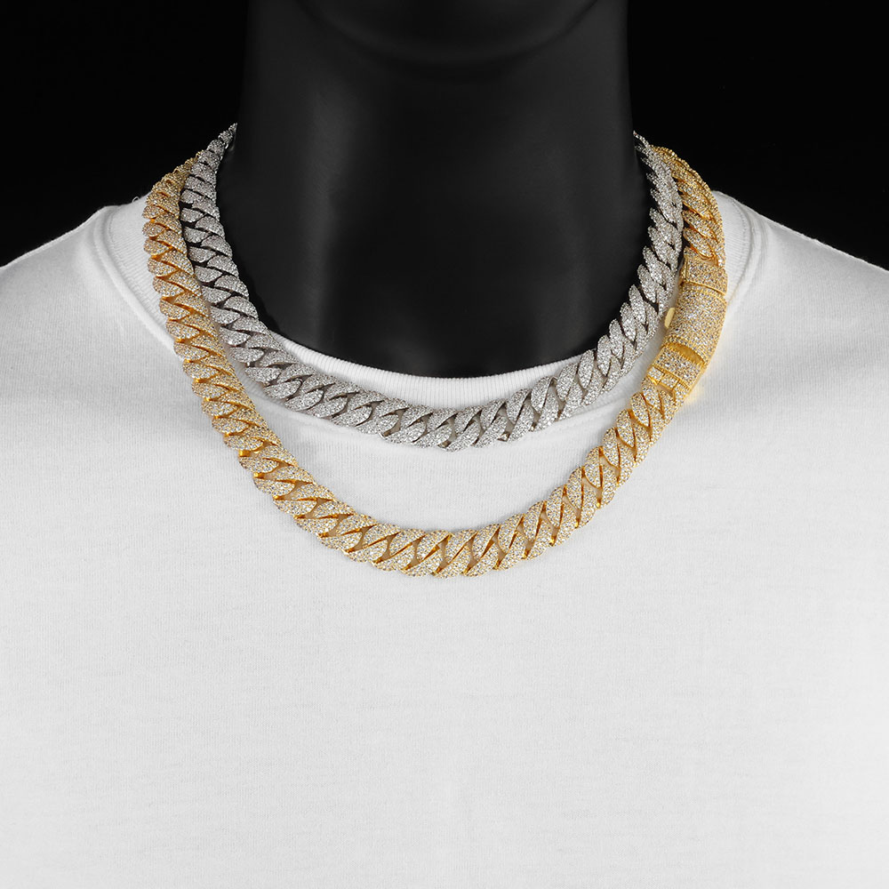 Iced out 14mm 3 Row Diamond Cu - Hip Hop Chain Necklace 评论和价格