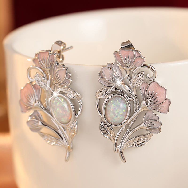 Vintage Luxury Drip Oil Floral - Opal Earrings Dangle 评论和价格