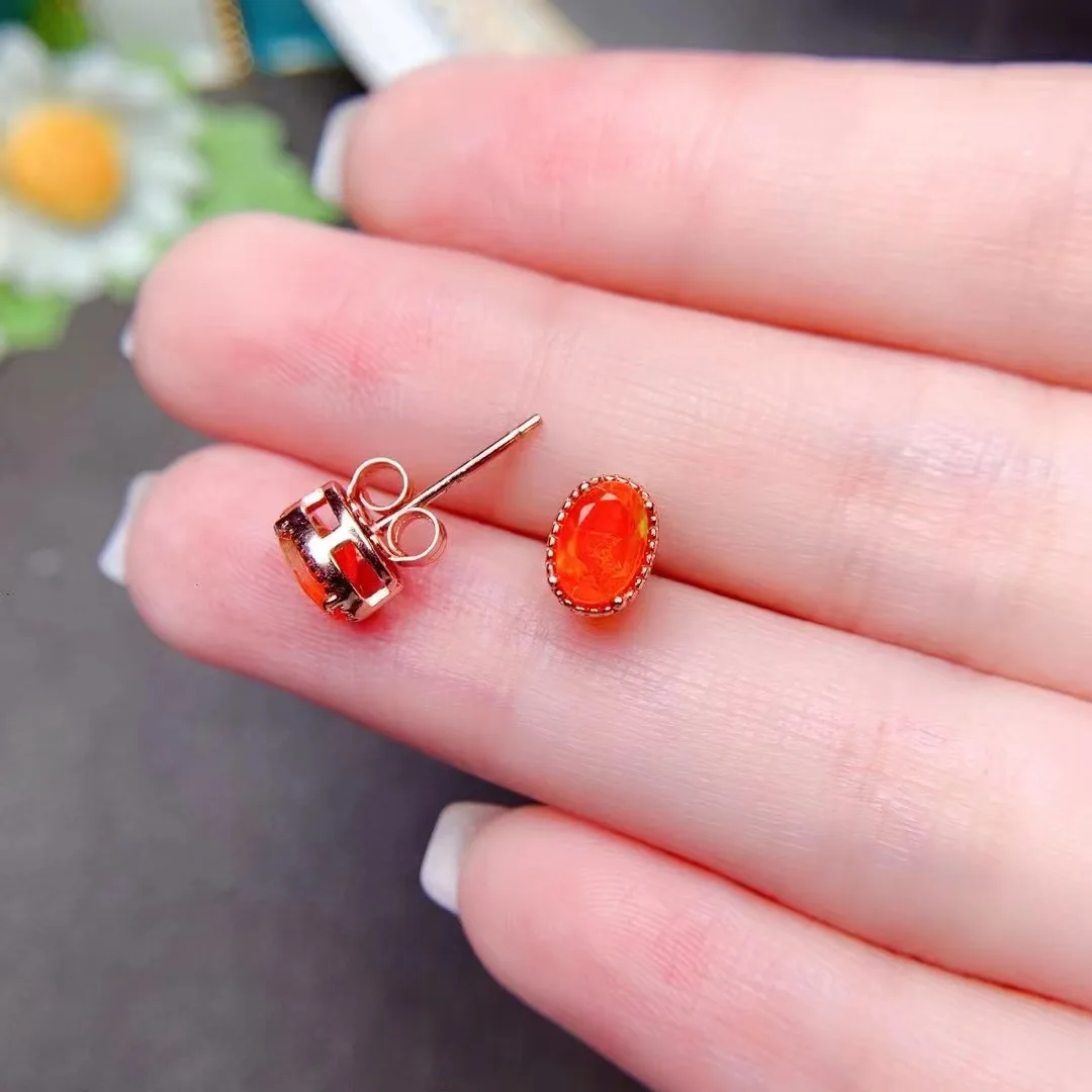 Natural 4*6mm Fire Opal Earrin - Opal Earrings Dangle 评论和价格