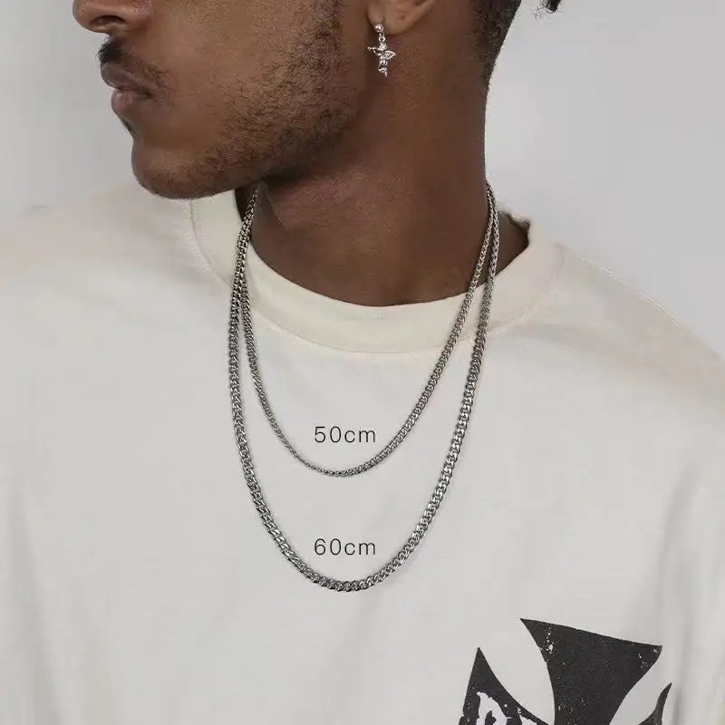 B&C Simple Titanium Cuban Chai - Hip Hop Chain Necklace 评论和价格