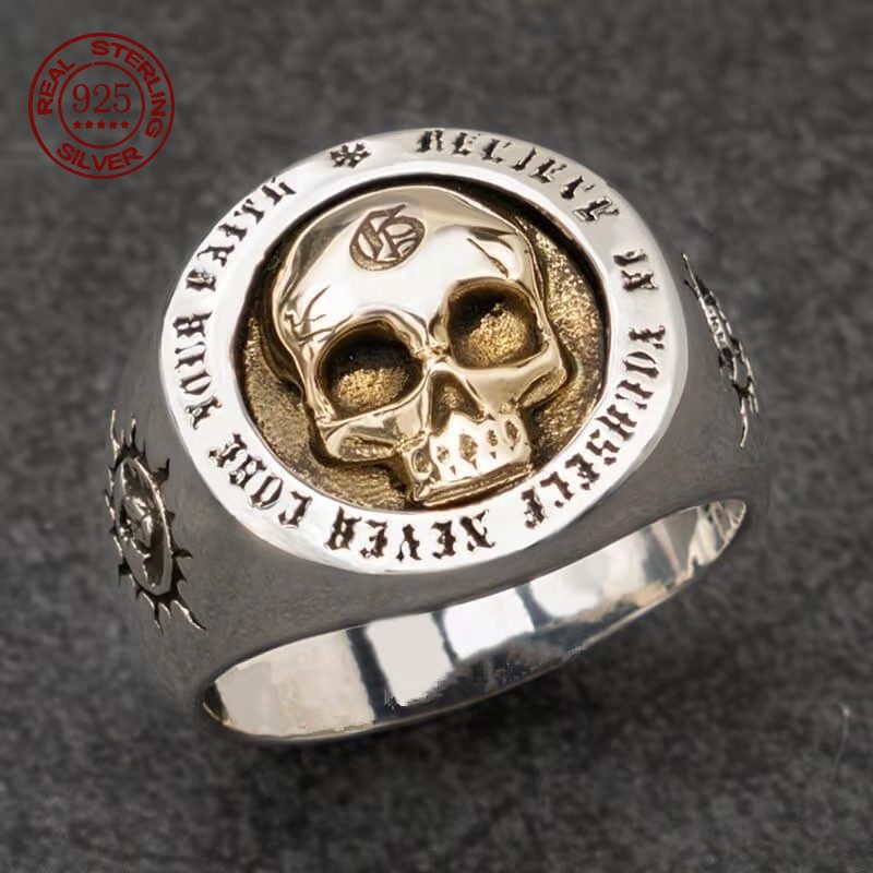 S925 Sterling Silver Fashion M - Gothic Skull Ring 评论和价格