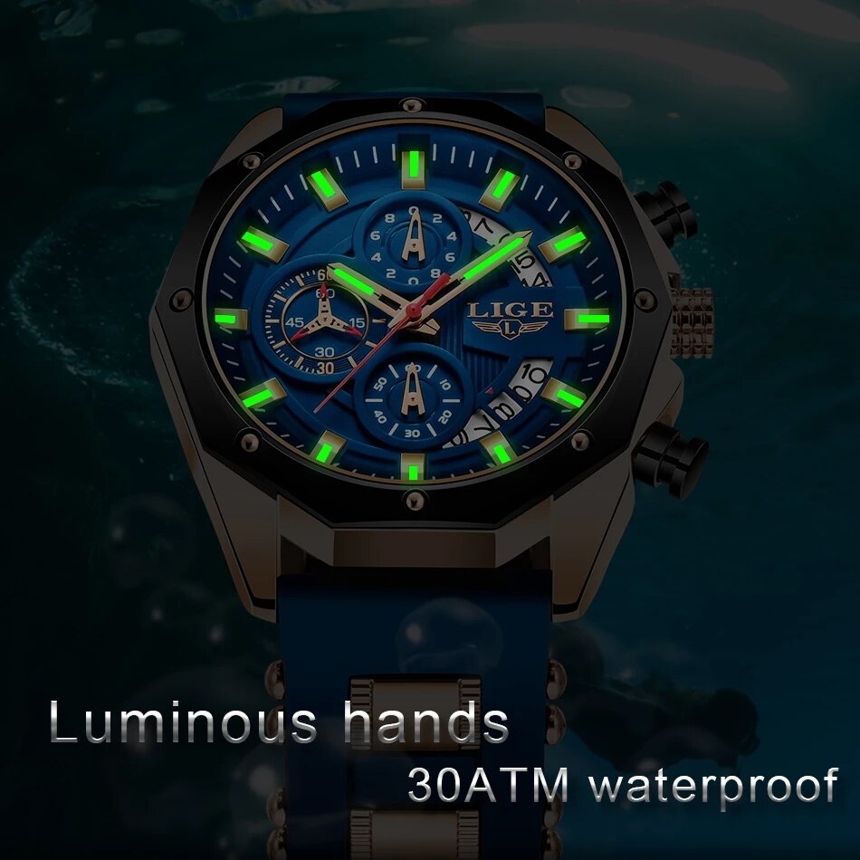 LIGE Fashion Men Watches Top B - Jewelry Inspired Watches 评论和价格