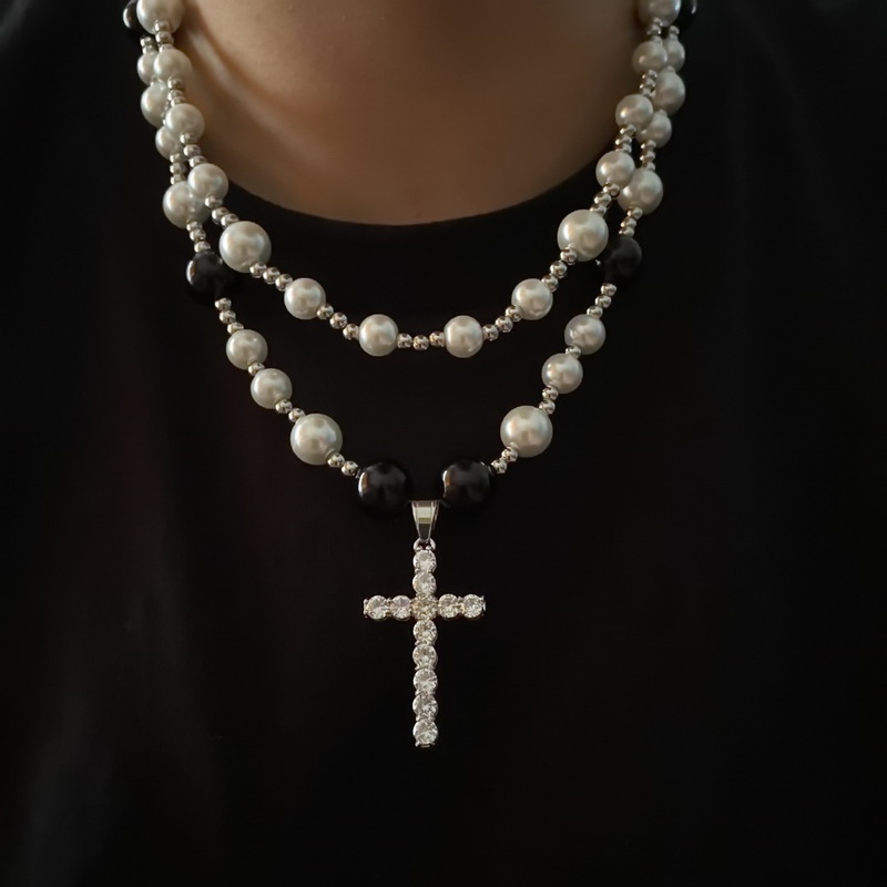 Men Cross Pendant Necklace Dou - Hip Hop Chain Necklace 评论和价格