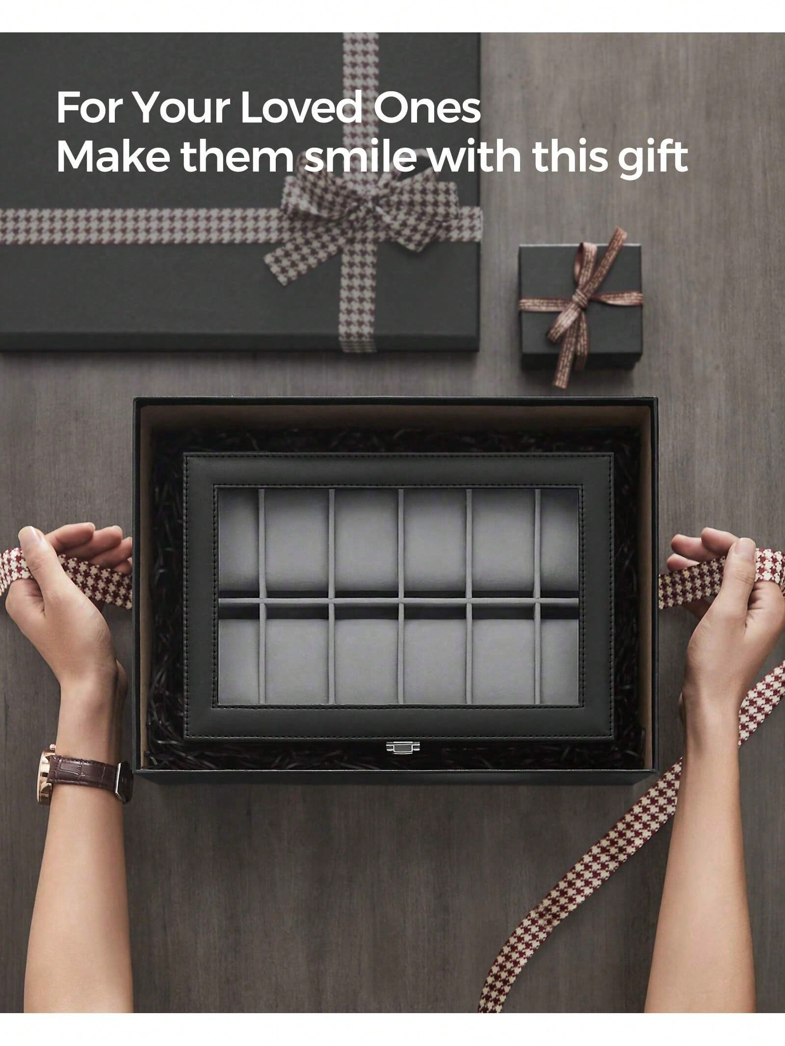 12-Slot Lockable Watch Box wit - Jewelry Stores Watches 评论和价格
