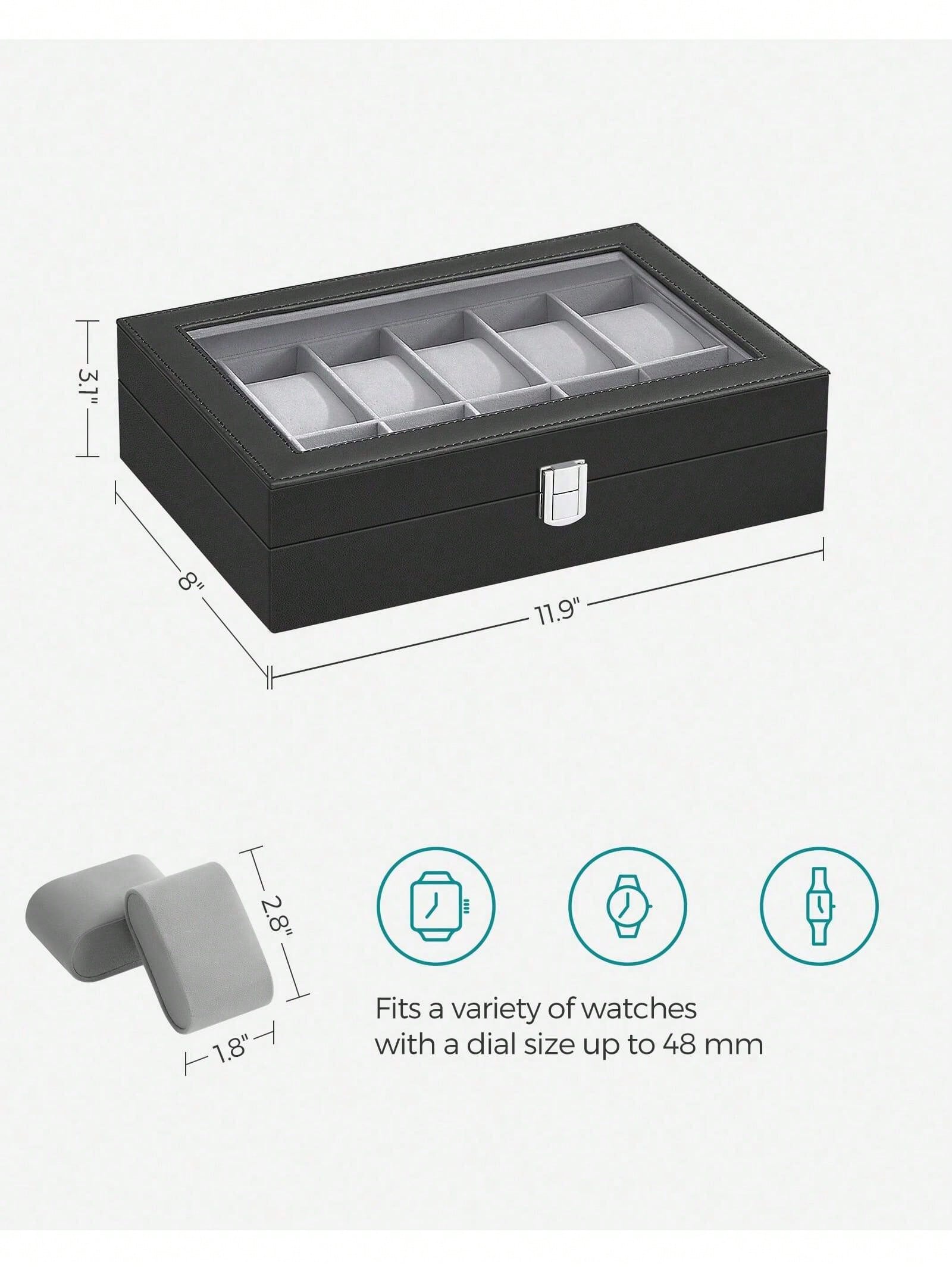 12-Slot Lockable Watch Box wit - Jewelry Stores Watches 评论和价格