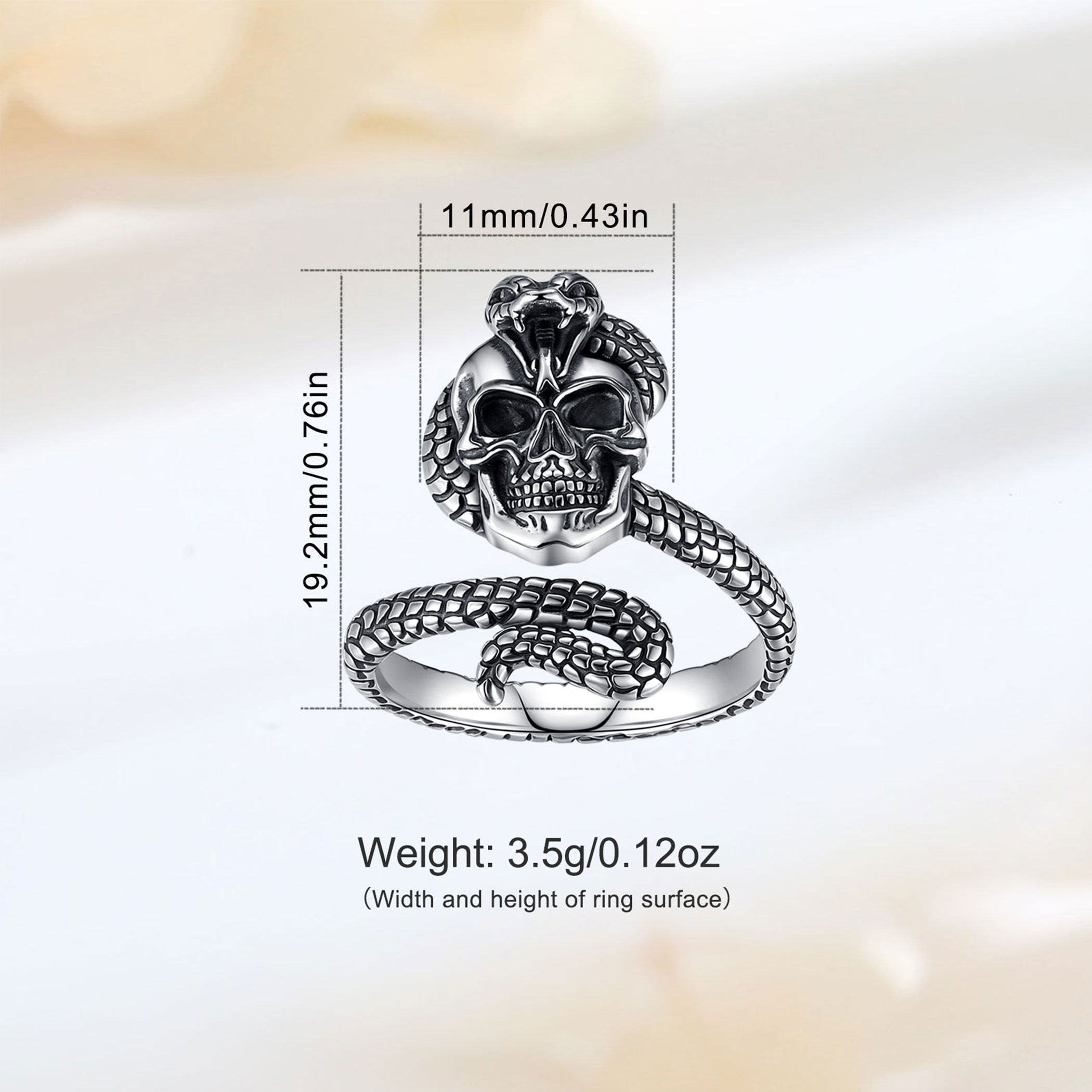 Eudora 925 Sterling Silver Sna - Gothic Skull Ring 评论和价格