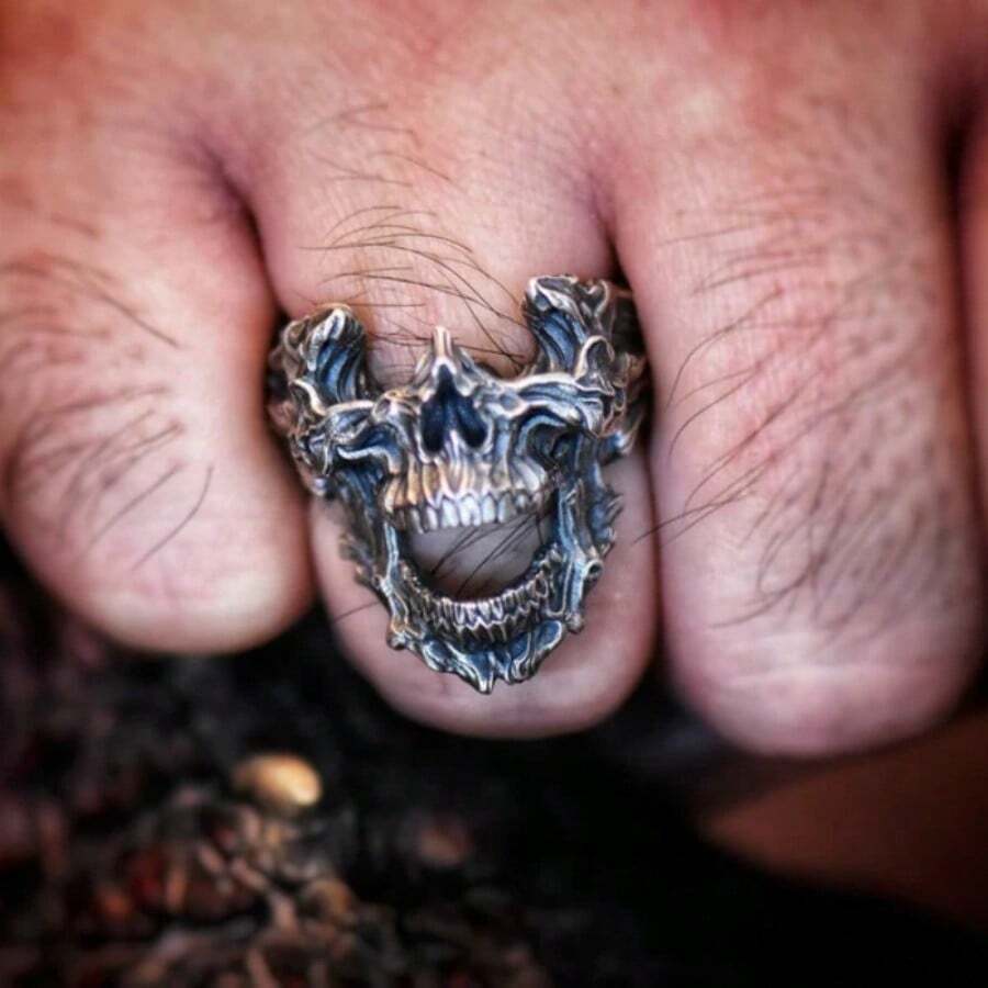 Vintage Gothic Death Skull Mas - Gothic Skull Ring 评论和价格