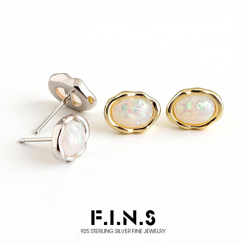 F.I.N.S Real 925 Sterling Silv - Opal Earrings Dangle 评论和价格