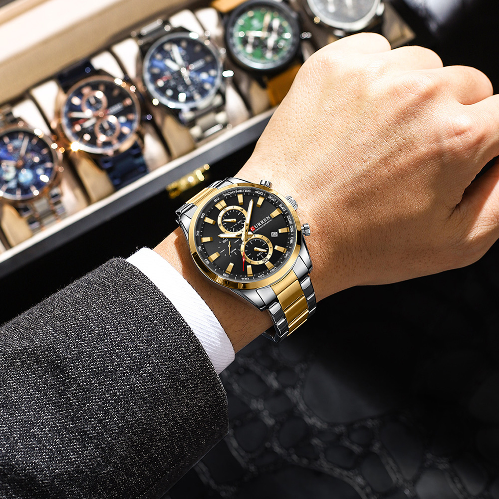 CURREN Casual Quartz Chrono Sp - Jewelry For Watches 评论和价格