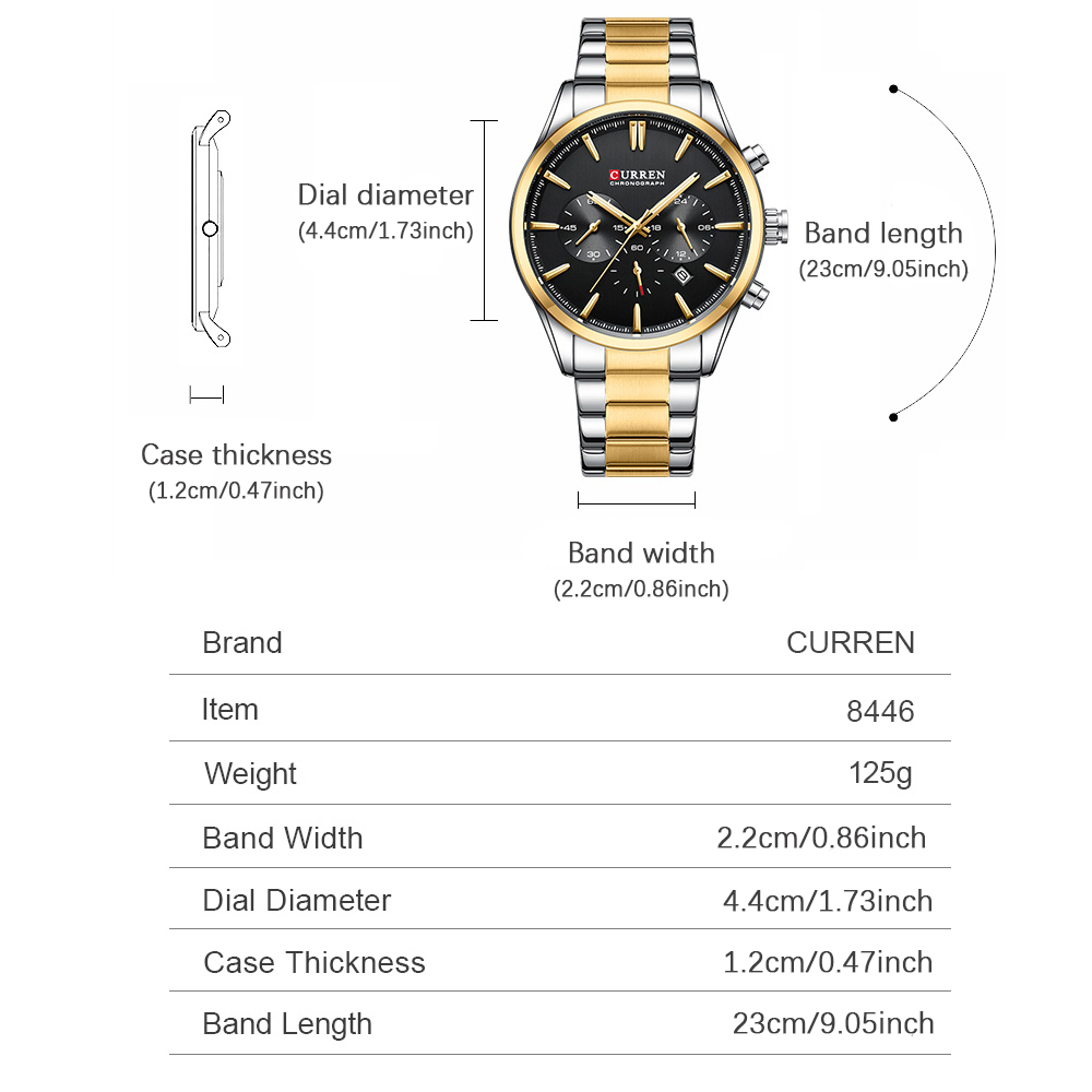 CURREN Casual Quartz Chrono Sp - Jewelry For Watches 评论和价格