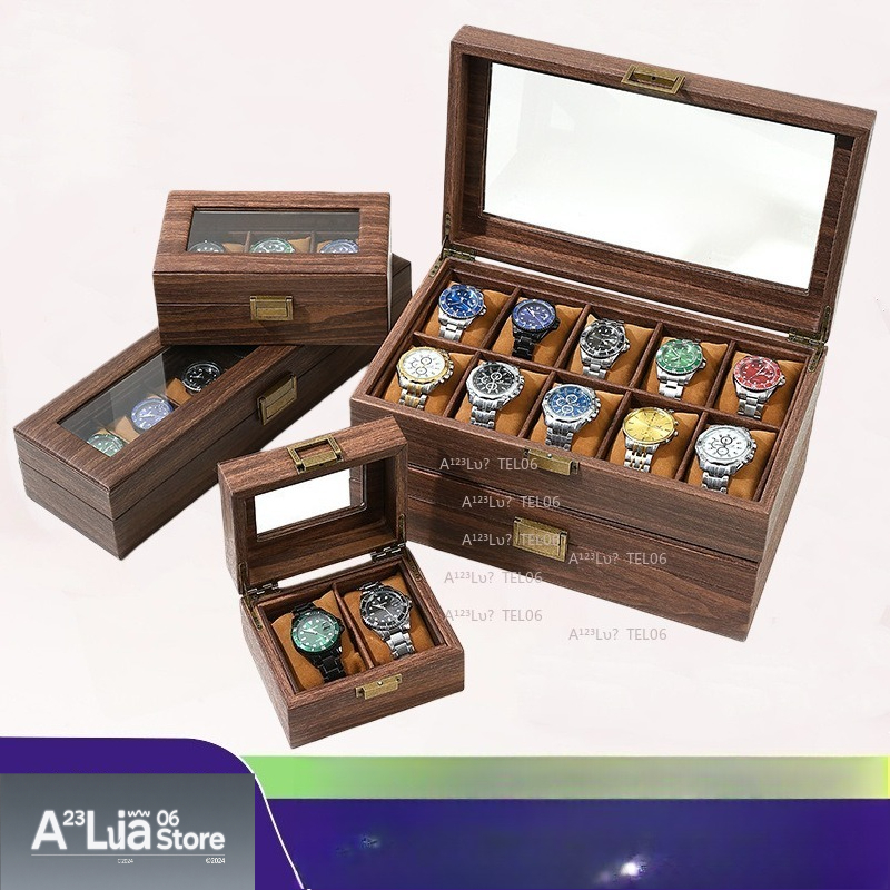 Vintage Wood Grain PU Leather  - Jewelry Box Organizer Watches 评论和价格