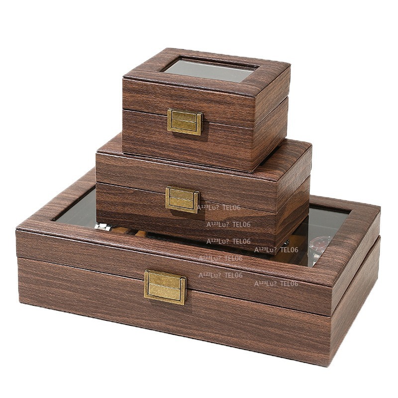 Vintage Wood Grain PU Leather  - Jewelry Box Organizer Watches 评论和价格