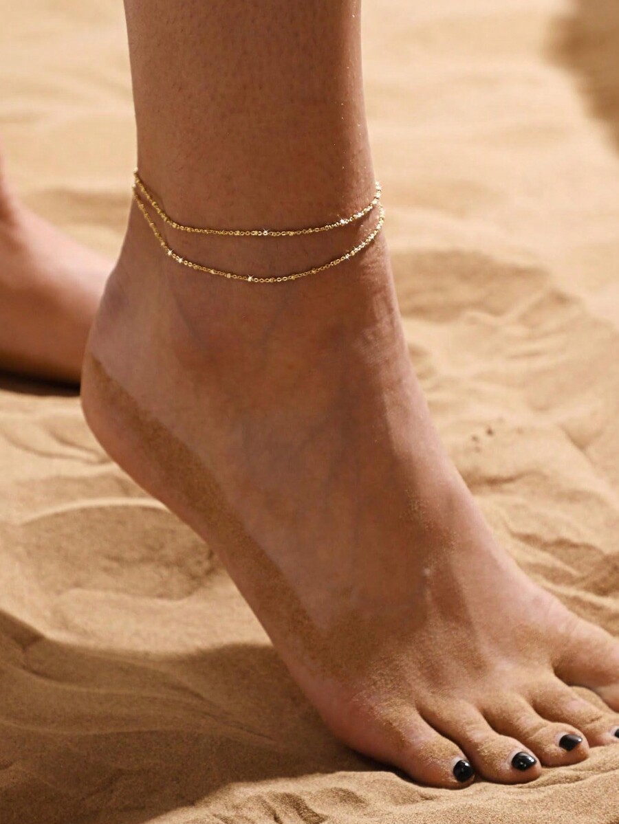 1pc Stainless Steel Double-Lay - Anklet Foot Chain 评论和价格
