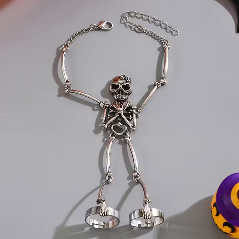 1PC Skeleton Hand Bracelet Hal - Gothic Skull Ring 评论和价格