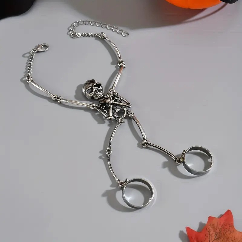 1PC Skeleton Hand Bracelet Hal - Gothic Skull Ring 评论和价格