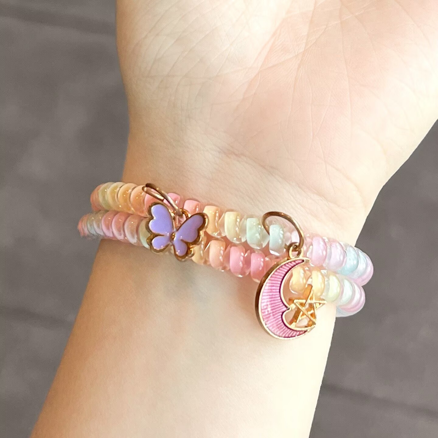 Candy Gradient Flat Bead Strap - Jewelry Watches For Kids 评论和价格