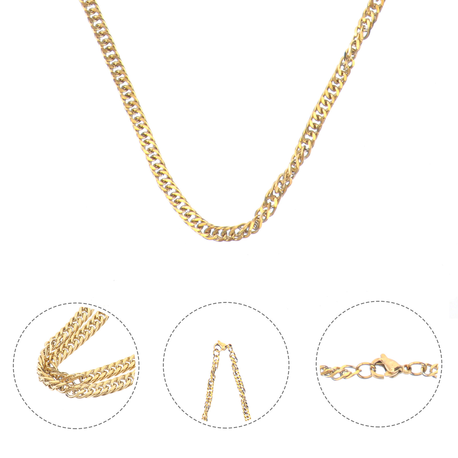 1Pcs Gold Double Buckle Chain  - Hip Hop Chain Necklace 评论和价格