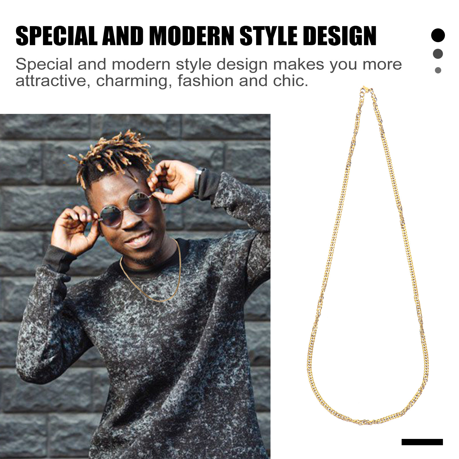 1Pcs Gold Double Buckle Chain  - Hip Hop Chain Necklace 评论和价格