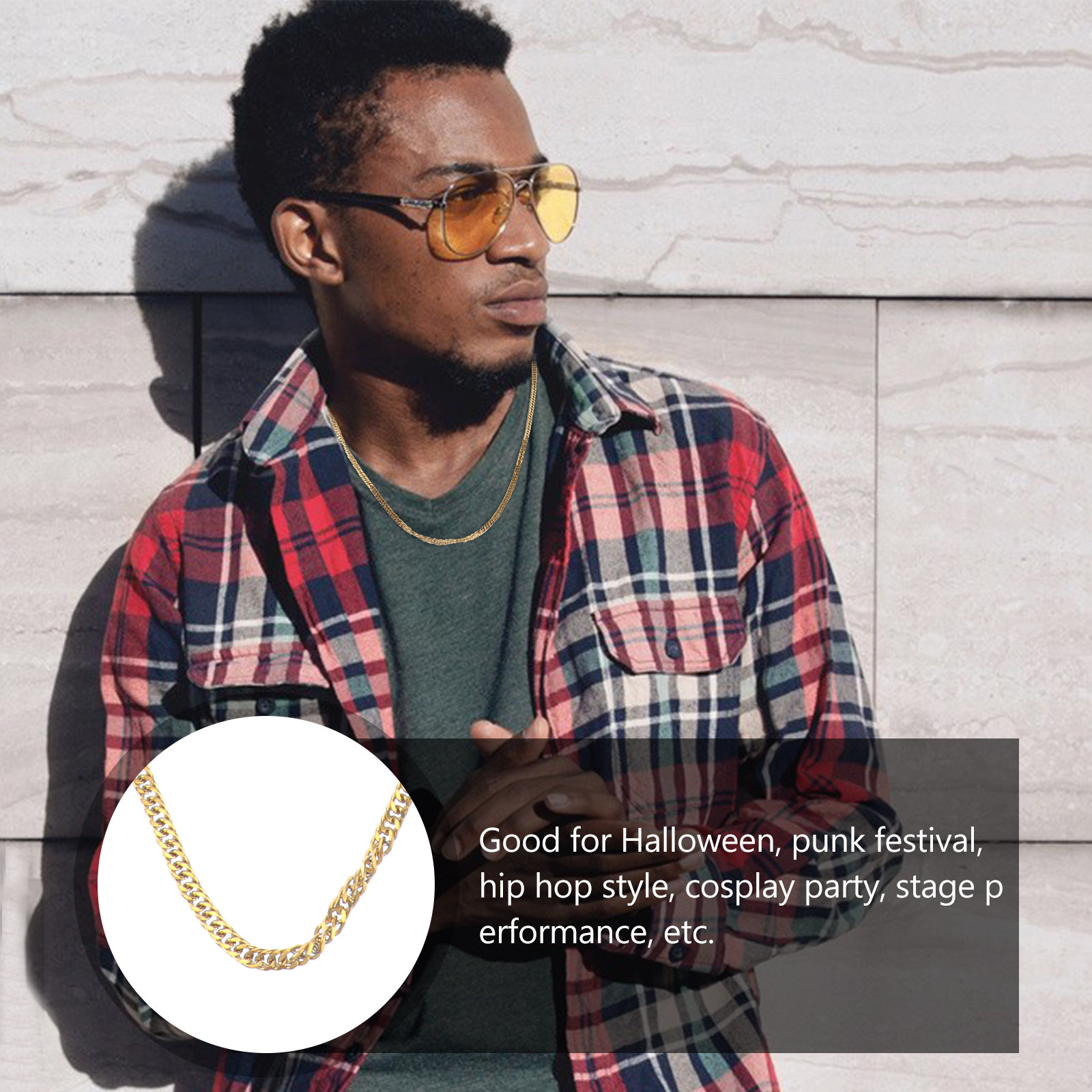 1Pcs Gold Double Buckle Chain  - Hip Hop Chain Necklace 评论和价格