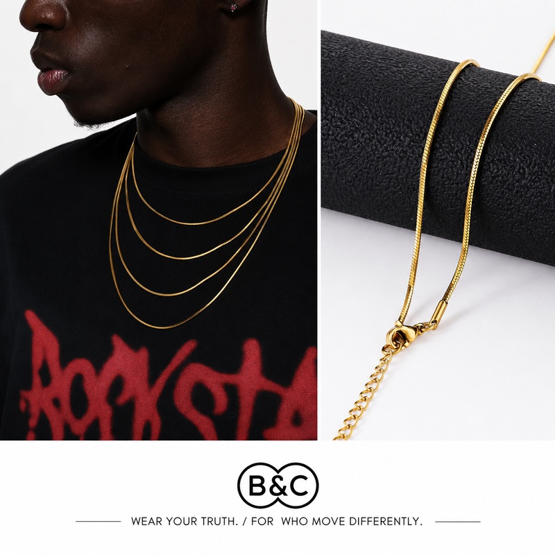 B&C 1.2mm Gold Color Stainless - Hip Hop Chain Necklace 评论和价格