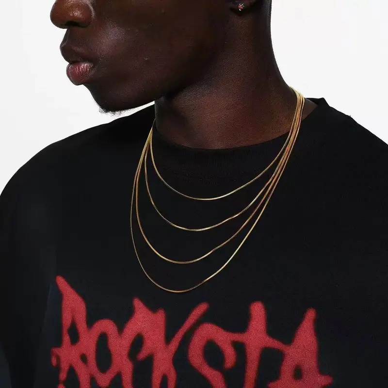 B&C 1.2mm Gold Color Stainless - Hip Hop Chain Necklace 评论和价格