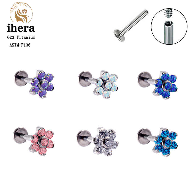 G23 Titanium Opal Flower Pierc - Opal Earrings Dangle 评论和价格