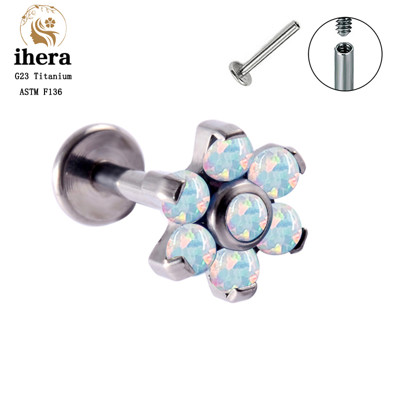 G23 Titanium Opal Flower Pierc - Opal Earrings Dangle 评论和价格