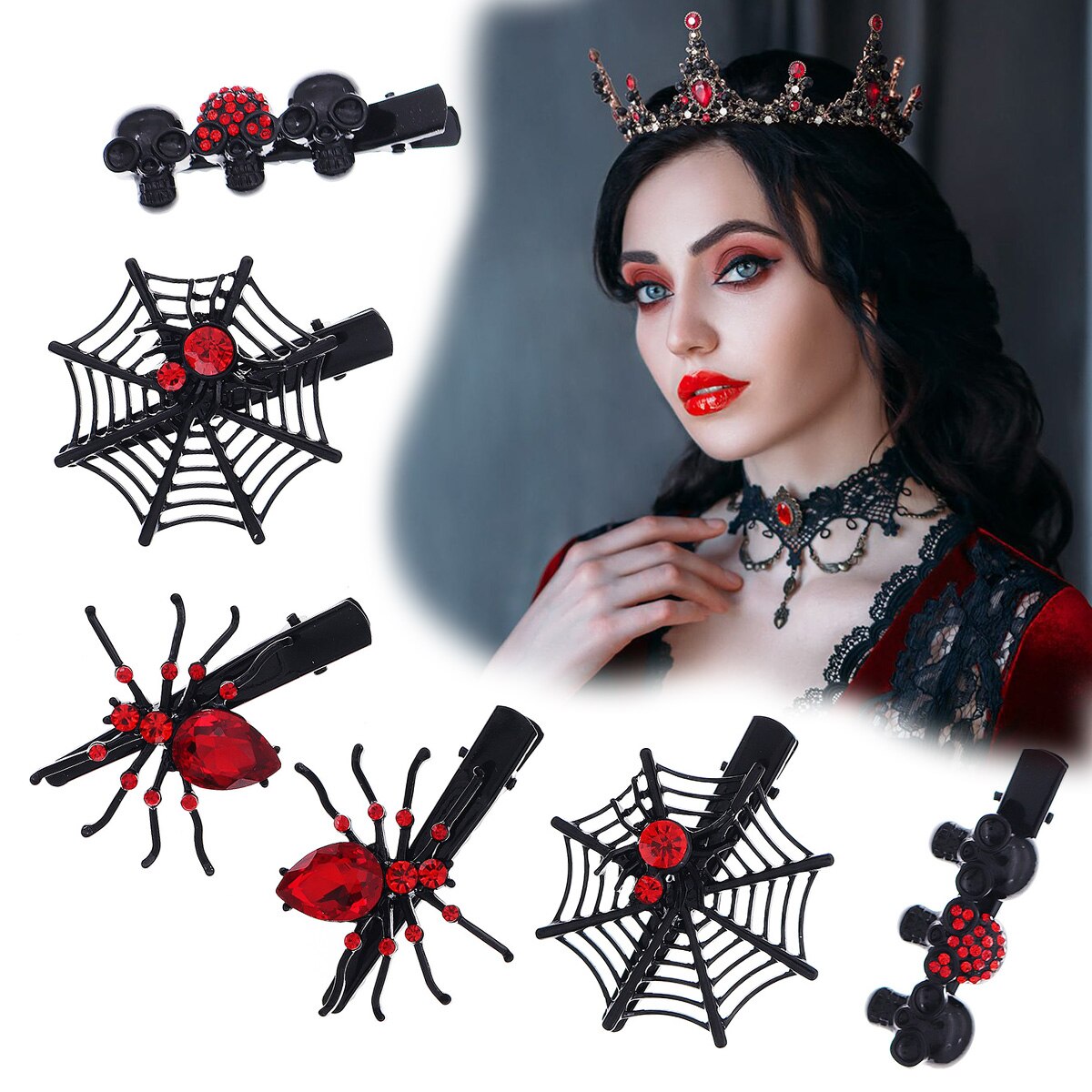 Gothic Punk Black Spider Anima - Gothic Skull Ring 评论和价格